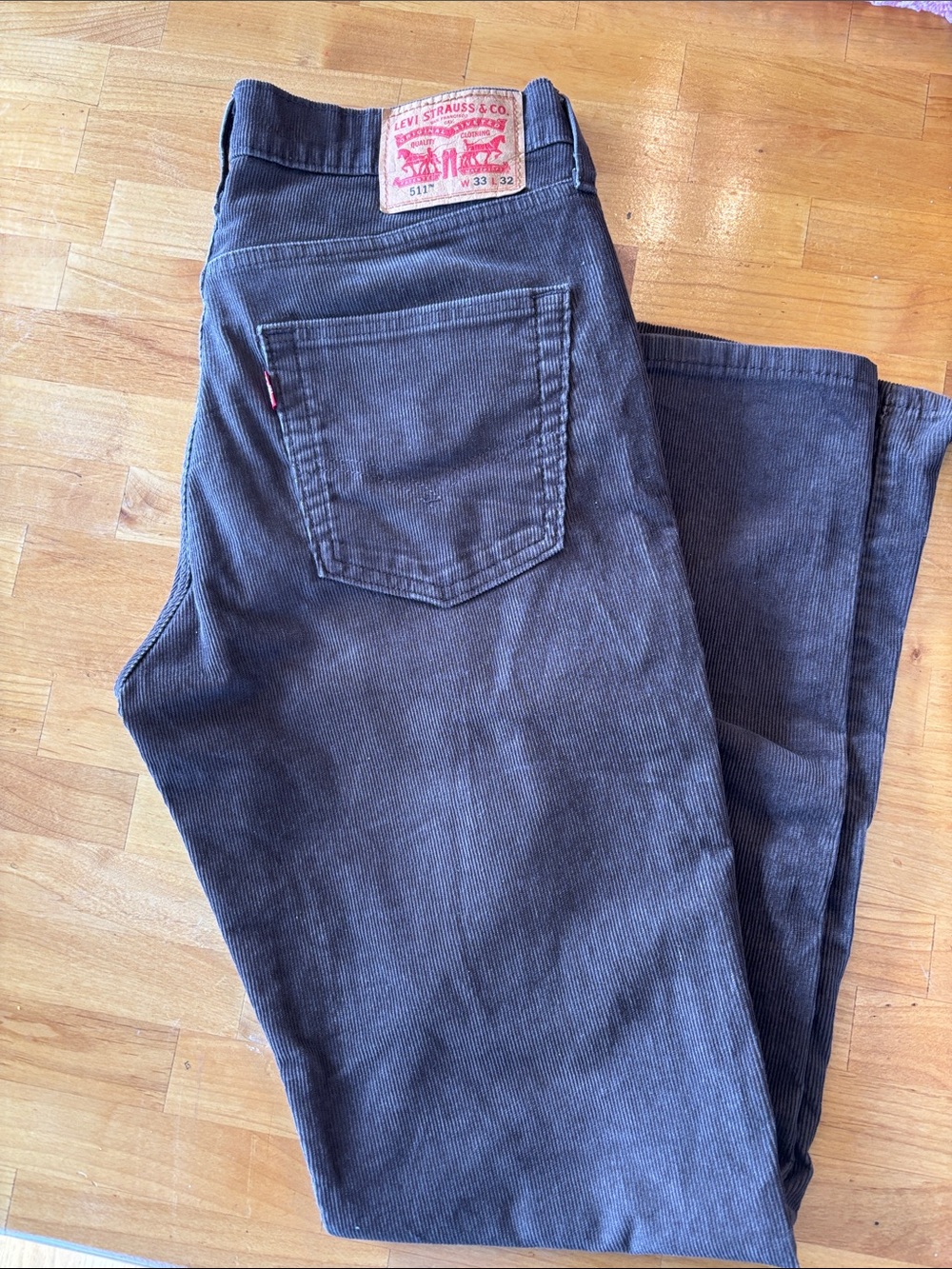 Levi's Men's 511 33x32 Brown Corduroy Straight Jeans